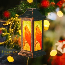 Outdoor Solar Lantern Hanging Solar Lantern Waterproof Lamp Outdoor Garden Decorative,Red Bird, 10" H