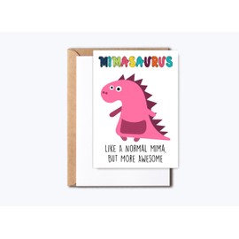GreenStar Gifts Mima Dinosaur Card Mimasaurus - Dinosaur Birthday Card - Mima Birthday Card - Happy Birthday Card - Mother's Day Card - Card For Mima
