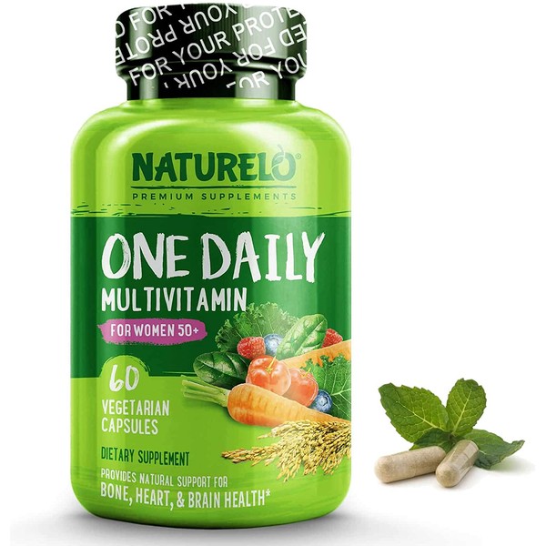 NATURELO One Daily Multivitamin for Women 50+ (Iron Free) - Menopause Support for Women Over 50 - Whole Food Supplement - Non-GMO - No Soy - 60 Capsules | 2 Month Supply