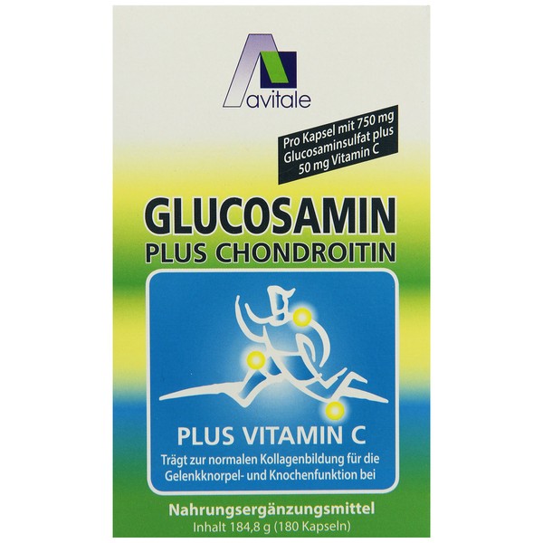 Avitale Glucosamine + Chondroitin 100mg Capsules, 750 mg 180 185 g Pack of 1)
