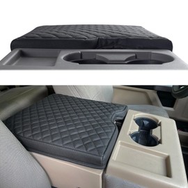 JDMCAR Thicker Center Console Cushion Compatible with 2015-2026 Ford F150 / 2017-2026 F250 F350 F450 with 40/20/40 Jump Seat, Customized PU Leather Cover Center Console Lid Protector (Jump Seat Only)
