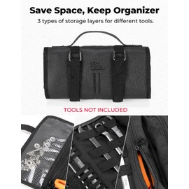 KEMIMOTO Motorcycle Tool Roll Bag Wrench Roll Up Tool Kit Organizer Pouch Wrap Faux Leather Portable Gifts for Men