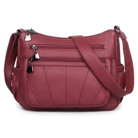 VOLGANIK ROCK Shoulder Bag Women's PU Leather Shoulder Bag Women's Soft Handbag Women's Shoulder Bag Medium Crossbody Bag Women's Everyday Bag Work Bag Shopping Bag, red