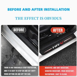 4Pcs Car Door Sill Protector for HR-V Accessories Fit for HRV Carbon Fiber Leather Door Sill Sticker, Decoration Door Sill Scuff Plate Sticker for Auto SUV