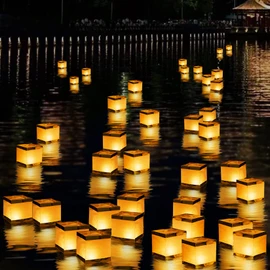 FUELYE 20Pack 5.9" inch Square Floating Candles Lantern Set,Outdoor Decoration Waterproof Floating Lanterns for The Pool,River,Memorials,Wedding,Bar and Parties