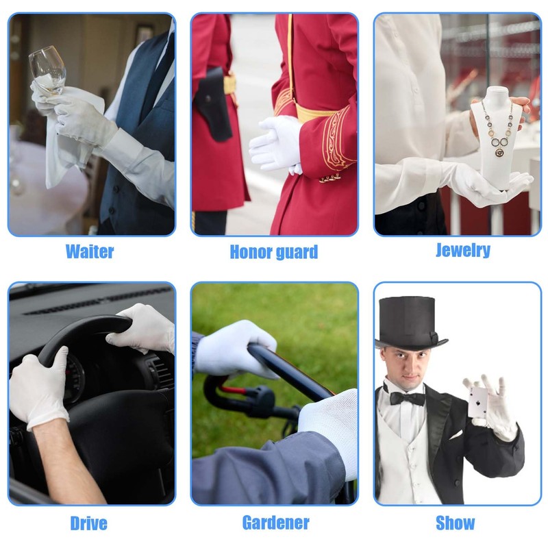 24 Pairs White Cotton Sleep Glove, Night Stretchable Cloth Gloves