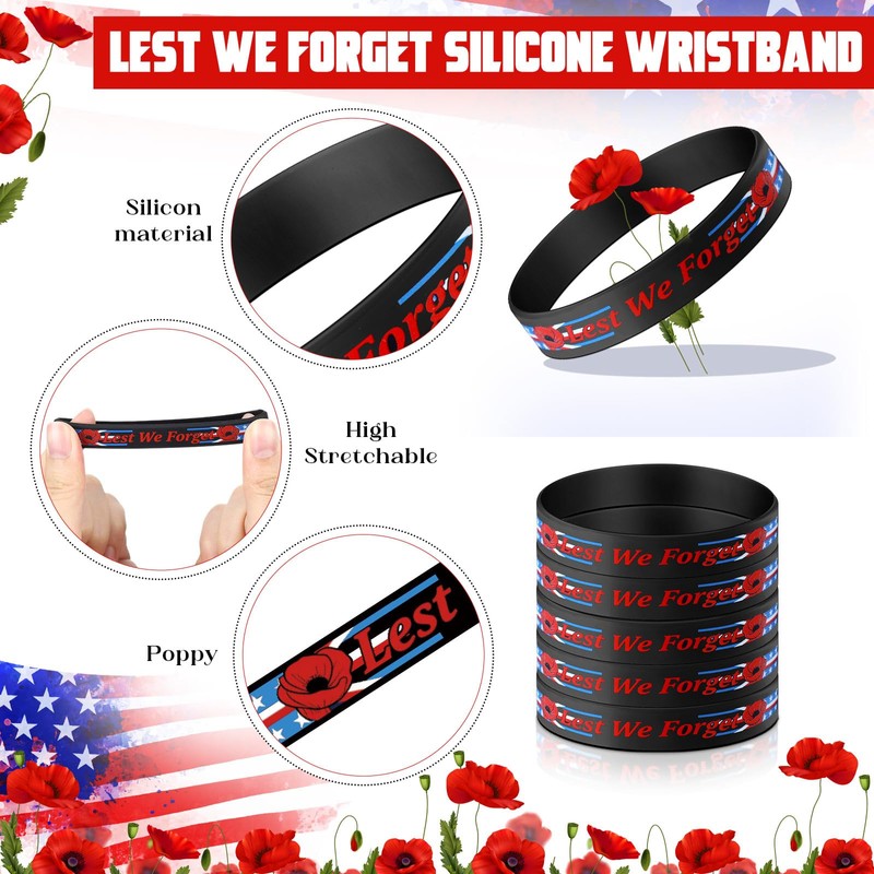 Wavwavw 60 Pcs Bulk Veterans Bracelets Gift Patriotic Party Favors