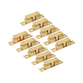 LOOTICH Brass Robust Double Ball Catch, 50 mm, Door Catch, Furniture Catch, with Adjustable Door Stop, Door Catch for Kitchen, Cupboard Doors, Cabinets (Pack of 10)