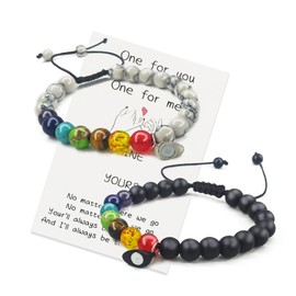 2 Pieces Magnetic Couple Bracelets Long Distance Relationship Gifts Bracelet Natural Stone Beaded Bracelet Matching Bracelets for Boyfriend Girlfriend Best Friends (colorful)
