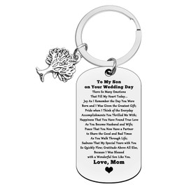 Son Wedding Gifts from Mom Engraved Keychain Gifts for Son on His Wedding Day to My Sons Keychain Mom to Sons Gift