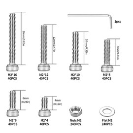 720 Pcs M2 Nuts and Bolts Set, M2 Hex Socket Head Bolts and Nuts Set, Hexagon Socket Head Cap Screws, Stainless Steel Machine Screws Bolts Nuts and Washers Sets, Nut & Bolt Assortment