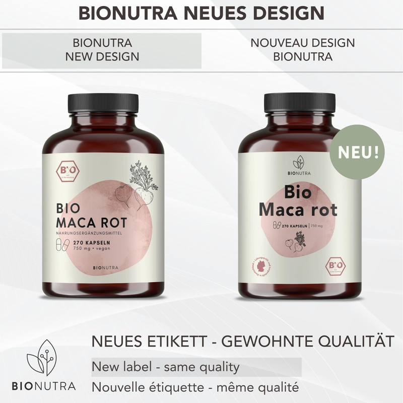 BIONUTRA® Maca Red Capsules Organic (270 x 750 mg), German