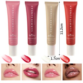 YZZT 4pcs Lip Butter Balm Lip Gloss Set Nourishing Lip Mini Lip Balm Set Used to Soothe Dry and Chapped Lips Moisturizing Natural Lip Gloss Oil For Brightened And Hydration