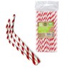 50 x Bendy Red and White Stripe Paper Drinking Straws