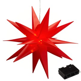 Luminous Star 3D Red PVC LED Christmas Star XL for Hanging Illuminated Including 40 LEDs Diameter 60 cm Outdoor IP44 (1 x XL Luminous Star 3D Red)