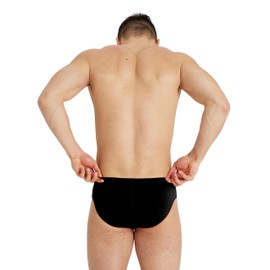 ARENA Men's Team Solid Polo Swim Brief Water Sports Training Bathing Suit Black/White