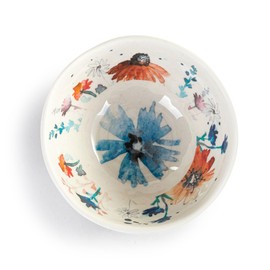 DEMDACO Meadow Flowers Whimsical Design Appetizer Sauce Multicolor 4.5 x 4.5 Melamine and Bamboo Dip Bowl