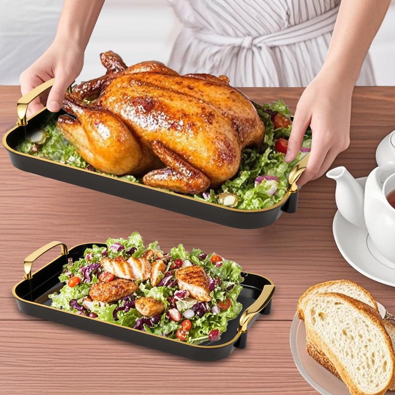 Aayoruro Serving Tray with Handles Set of 3 Rectangular Large