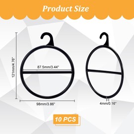 AHANDMAKER Pack of 10 Black Hangers, Round Hanger, Tie, Space-Saving, Plastic, for Hanging Scarves, Home Scarves, Headscarves, Sorting, Storage, 3.86 Inches