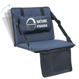 NATUREFISSION Stadium Seat with Back and Lumbar Support and Padded Cushion Foldable and Portable Perfect for Bleacher Chair in Sports Events and Camping Lawn Use (Indigo Blue)