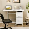 CHEFJOY Folding Computer Desk with 6 Wheels, 41.5" Modern Steel