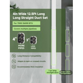 SMOQIO Mini Split Line Set Cover 4 Inch 12.5Ft, Easy to Install Lineset Cover Kit for Mini Split with Instruction, DIY Decorative PVC White Kit for Minisplit and Central AC Systems with 7000-36000 BTU