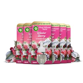 Air Wick, Winter Berry Wonderland, Plug In Electrical Air Freshener Refills, 19ml, Pack of 6, Lasts up to 600 days
