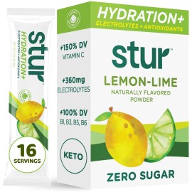 Stur Electrolyte Hydration Powder 16 Servings Sugar Free Antioxidants B Vitamins
