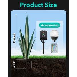 ASBEFORE 21.6Inch Metal Agave Plants Outdoor Decor - Cactus Yard Art Solar Decorations, Large Tequila Plant with Lights Outside Flowers Ornaments Garden Sculptures Patio Rustic (Green, L)