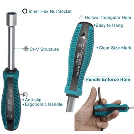 Utoolmart Socket Wrench Screwdriver, 5.5mm Non-Magnetic Tip Hex Nut Driver, Socket Driver Hex Nut Key Wrench Screwdriver, with 75mm Cr-V Steel Round Shaft, Screwdriver Nutdriver Hand Tool