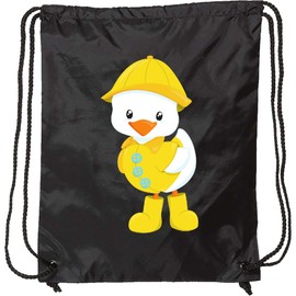 inktastic Cute Duck, Baby Duck, Duck in Raincoat, Rain Drawstring Bag Black 35a68