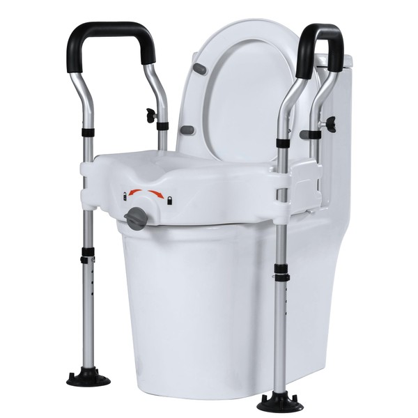 ELENKER Raised Toilet Seat with Widened Handles, Elevated Toilet Seat