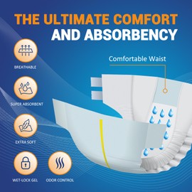 MED PRIDE Maximum Absorbency Adult Briefs for Incontinence with Refastenable Tabs [X-Large, 15-Pack]- Ultra-Absorbent Adult Diapers for Men & Women- Bladder Control Unisex Disposable Underwear