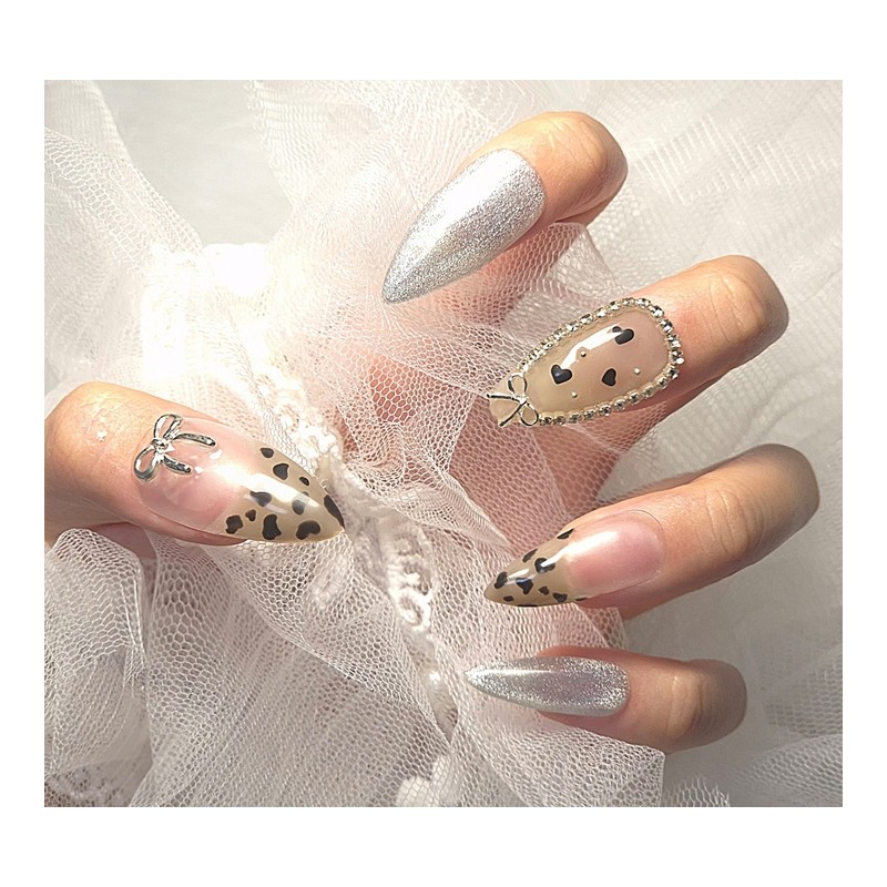 [Commemorating store openingSuper special discount]High-quality mood beige leopard handmade nails
