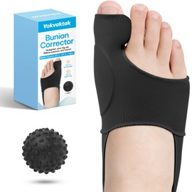 2PCS Bunion Corrector for Women & Men, Big Toe Straightener for Hallux Valgus Pain Relief & Toe Alignment, Comfortable for Day/Night Support, Wide Non-slip Strap Design, Include a Massage Ball (Black)