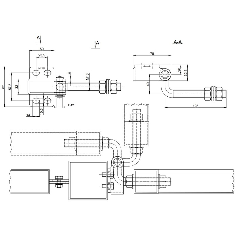 KOTARBAU® Adjustable Gate Hinge M16 Curved 180 Degrees The Perfect