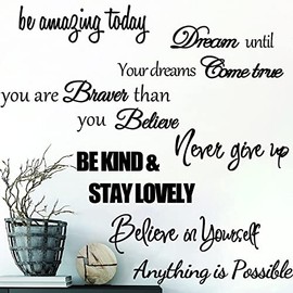 Inspirational Wall Decals Quotes Motivational Wall Stickers Vinyl Positive Word Wall Decals Spiritual Sayings Wall Lettering for Woman Girls Bedroom Office Bathroom Living Room Wall Decor