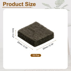 uxcell Felt Furniture Pads, 16Pcs 0.79" x 0.79" Adhesive Backed Felt Non-Slip Anti-Scratch Chair Leg Protectors for Protecting Hardwood Floor, Brown