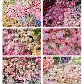 Large Rub on Transfers for Furniture Crafts: 6 Pcs Romantic Floral Rub on Transfer Vintage Newspaper Style UV DTF Sticker Decals Waterproof for Wood Tables Walls DIY Home Office Decor(8.3×12-in)