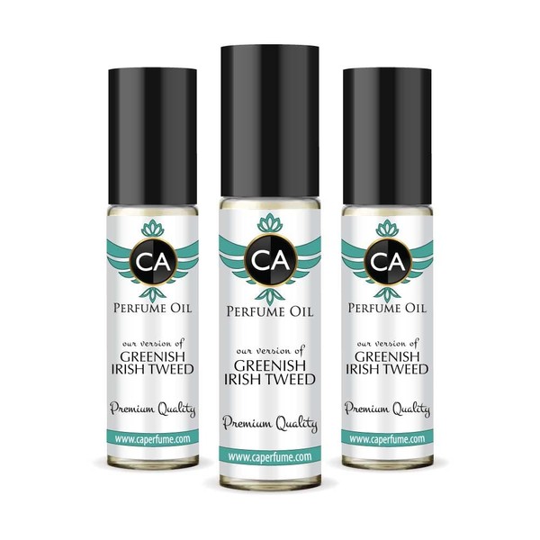 CA Perfume Impression of Greenish Irish Tweed For Men Replica Fragrance Body Oil Dupes Alcohol-Free Essential Aromatherapy Sample Travel Size Concentrated Long Lasting Attar Roll-On 0.3 Fl Oz-X3