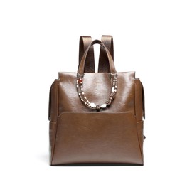 GELANNI PU Leather Backpack Purse for Women and Men Lap Top Anti-theft Fashion Large Capacity Travel Vintage College Soft Rucksack Bags for Work Business Computer 198N Brown