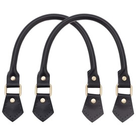 PH PandaHall - 2 correas de piel genuino de 46,5 cm/18 pulgadas, asas cortas, asas de piel, correa de piel vacuno, correa de piel para bricolaje, portafolios de ganchillo, cubeta de reparación, color negro