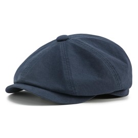 BOTVELA Men's Newsboy Gatsby Hat Cotton Vintage Flat Ivy Cabbie Cap (Navy, 7 1/4)