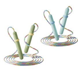 Beaded Jump Rope 2 Pack, ACEONE Segmented Skipping Rope for Kids Adults, Adjustable Tangle-Free Toddler Jumping Rope for Fitness Exercise Training (Green+Blue)
