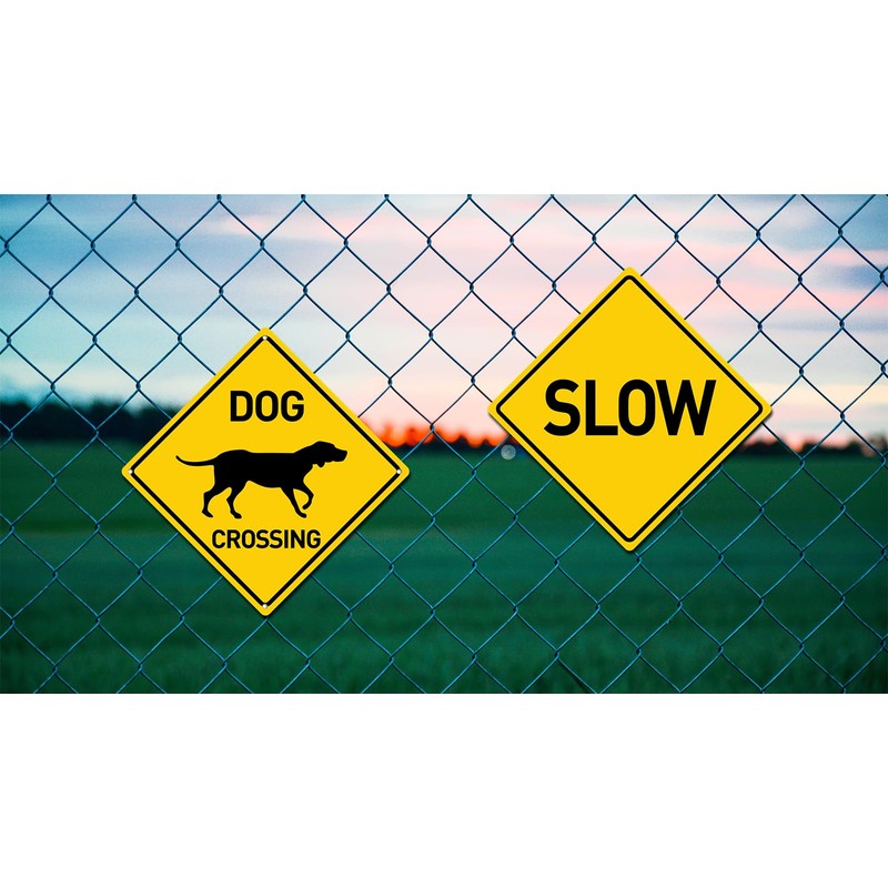 BTHUKO Dog Silhouette Crossing 12" X 12" Funny Novelty Road