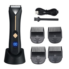 Pretfy Men's Body Hair Trimmer Rechargeable Hair Shaver Grooming Tool for Men Whole Body Washable with Charging Stand for Wet and Dry Use
