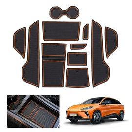 GAFAT MG 4 EV MG4 Electric 2022 2023 2024 Non-Slip Mats, MG 4 2023 Rubber Mats Non-Slip Non-Slip Centre Console Mats, Storage Box Mats, Door Seam Mats, MG4 Accessories (Orange)
