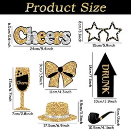 30Pcs Photo Booth Props, Party Props, Funny Photobooth Props for Party Decoration Gathering Birthday Wedding Themed Party, Party Stuff of Hats, Lipstick, Tie, Crowns(Golden) ﻿