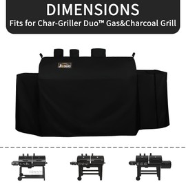 JIESUO 8080 Grill Cover for Char-Griller 5050 Grills, Chargriller Covers for 5650 Duo/Double Grill, Heavy Duty and Waterproof Char-Griller Charcoal Cover