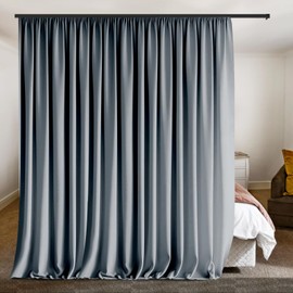 ROOMNEST Multifunctional Room Divider Curtain Totally Blackout Privacy Partition Drape Room Thermal Insulated Noise Reduced Suitable for Curtain Track&Rod System, 8.3 ft W x 8 ft H, Grey, 1 Panel